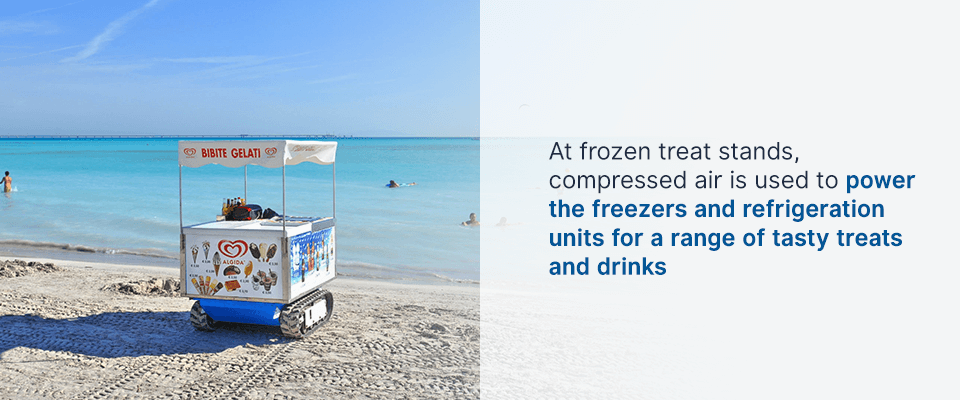 Air compressors used at frozen treat stands