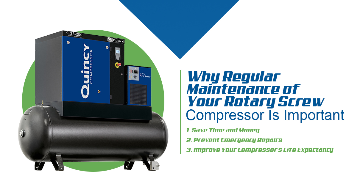 regular maintenance of your rotary screw compressor is important because it saves money, prevents emergency repairs and improves your compressor's life expectancy