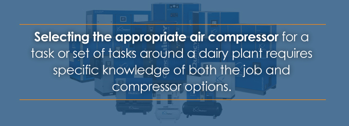 Selecting the appropriate air compressor for the myriad of tasks around a dairy operation requires specific knowledge of both the job and compressor options