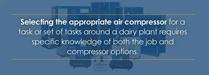 Selecting the appropriate air compressor for the myriad of tasks around a dairy operation requires specific knowledge of both the job and compressor options