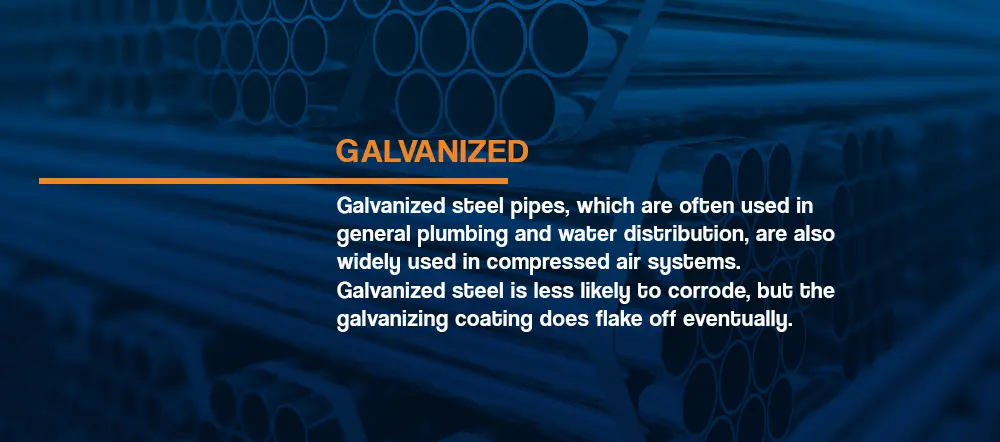 Tuberías de acero galvanizado para sistemas de tuberías de compresores de aire