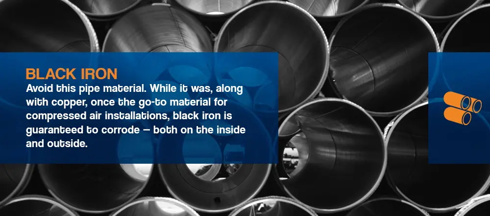Hierro negro para sistemas de tuberías de compresores de aire