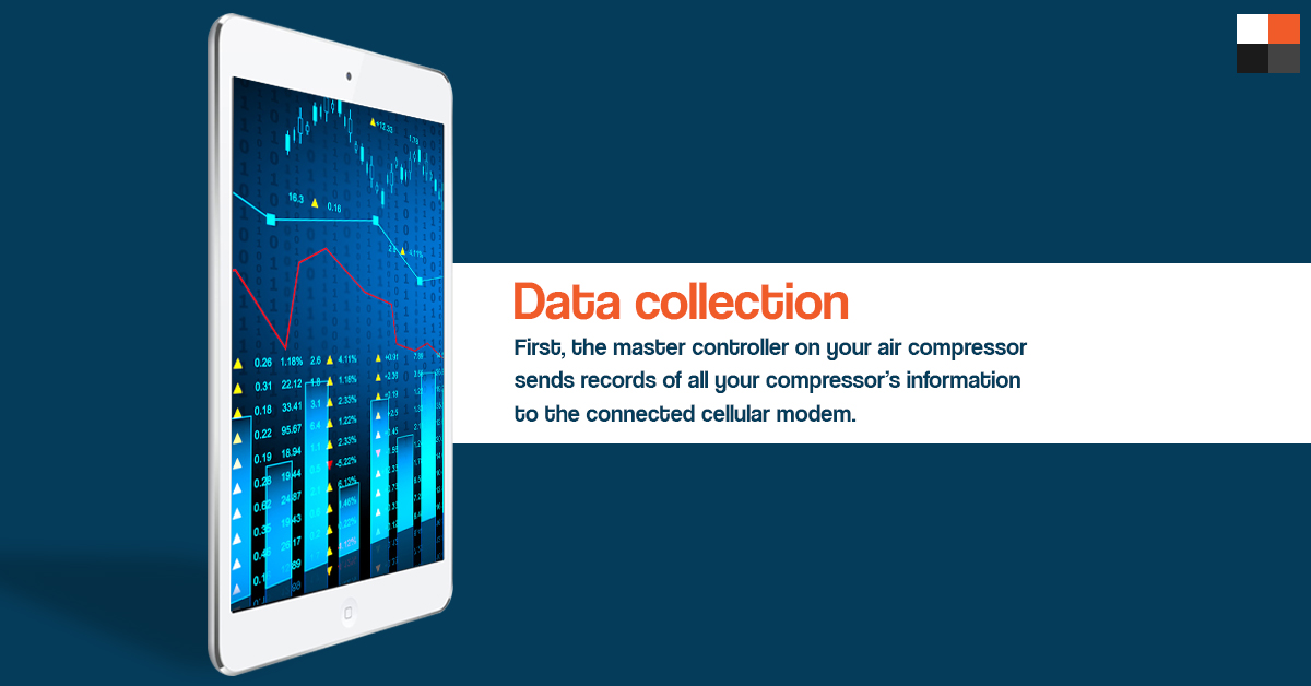 First, the master controller on your air compressor sends records of all your compressor's information to the connected cellular modem