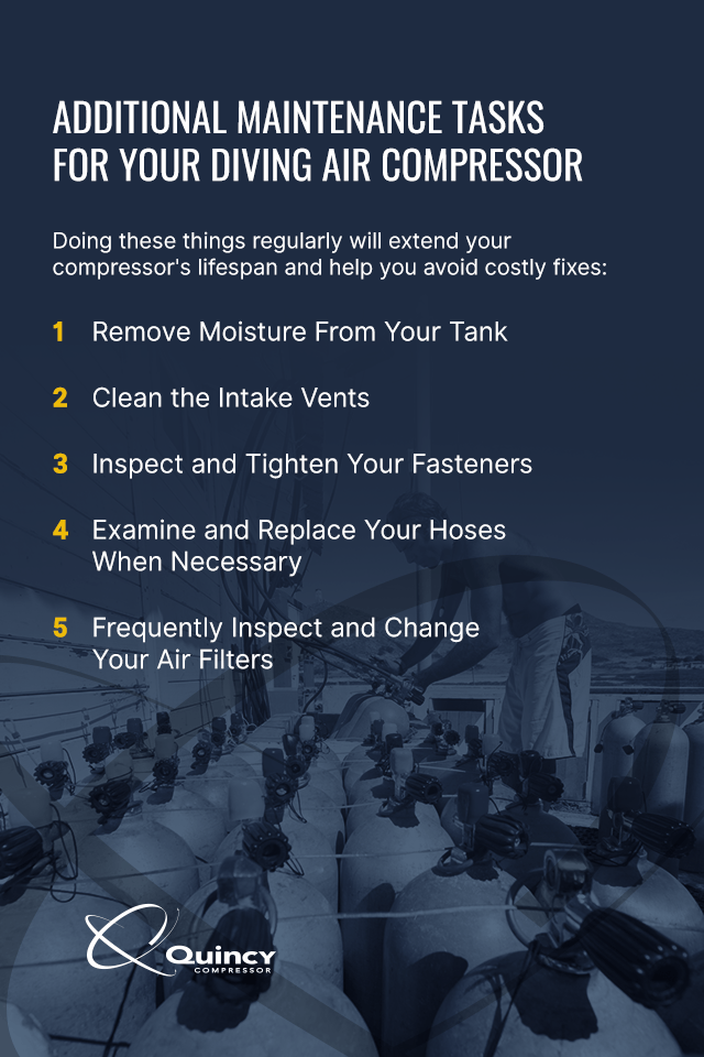 Tareas de mantenimiento para tu compresor de aire de buceo